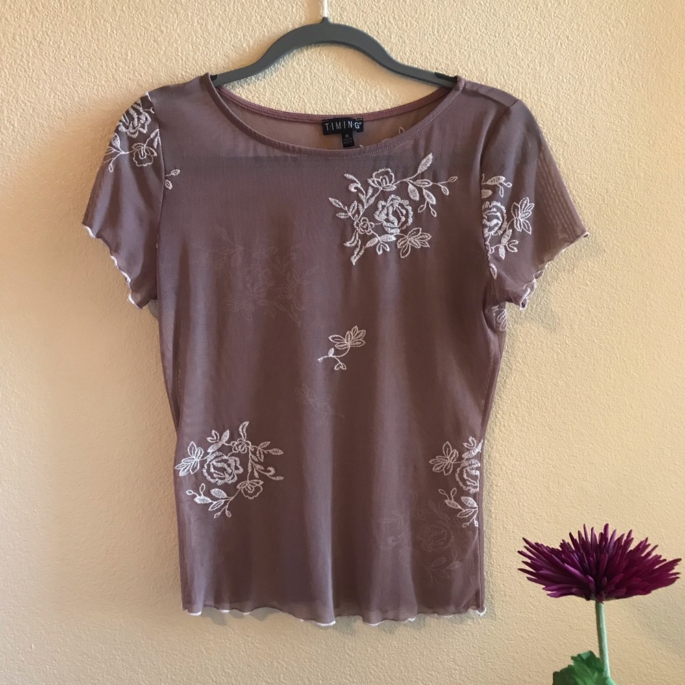 Rose mesh T shirt